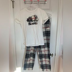 Roots matching plaid pj set